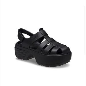 CROCS Black Platform Fisherman Clog Sandal